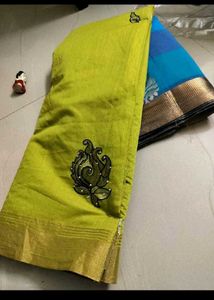 Combo Of 2 Unused Elegant Sarees - Green &amp; Blue