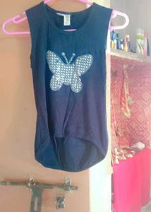 Black Butterfly Embellished T-Shirt