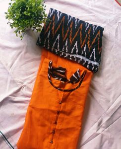 Orange With Black Kurta