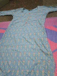 Blue Geometric Print Kurti