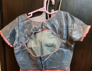 Coral Pink And Grey Embroidery Saree