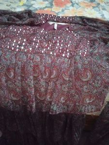 Paisley Print Maroon Tunic Top