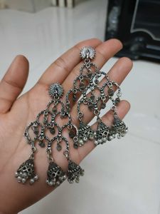 Elegant Silver Jhumka Earrings