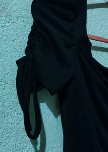 Black Ruched Puff Sleeve Top