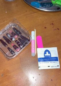 Burgundy Press on Nails