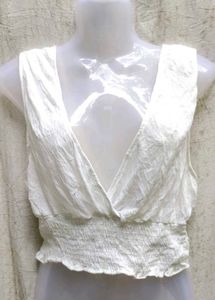 White V-Neck Sleeveless Top