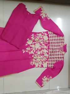 Pink Floral Embroidered Kurti