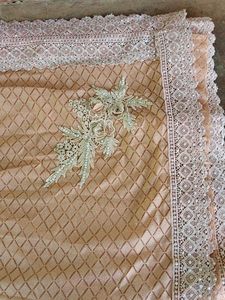 Elegant Peach Saree And Blouse