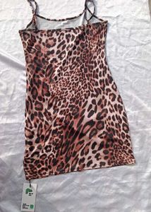 Brand New (Newme) Brown Leopard Print Mini Dress