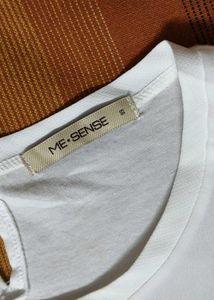 Me.Sense Women White Mesh Casual Top
