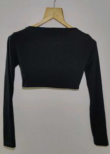 🖤Cotton:On Black Front-Knot Long Sleeve Crop