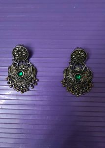 Emerald Look Alike Green Antique Dangle Earrings