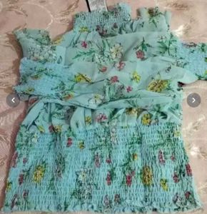 Tokyo Talkies Sea Green &amp; Yellow Floral Print