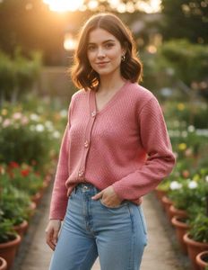 Oswal Warmth: Classic Peach Wool Cardigan