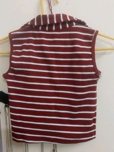 Striped Polo Crop Top