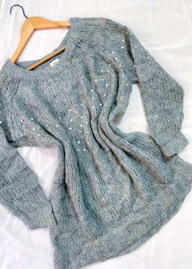 Pinterest Blue Knit Sweater C