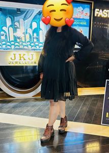 Black Swiss Dot Dress