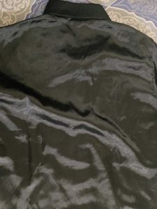 Black Satin Tie-Front Shirt
