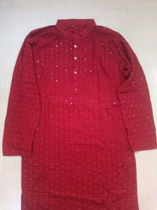 Maroon Embroidered Kurta