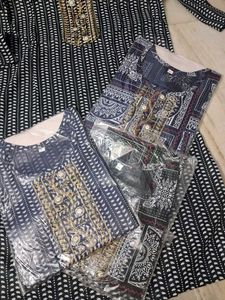 Printed Black Kurta L Size
