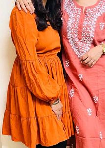 Orange Frill Summer Dress