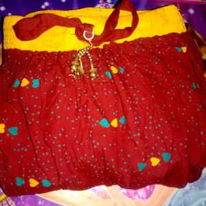 Red &amp; Yellow Embroidered Skirt