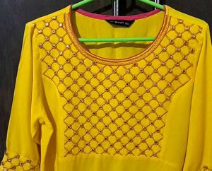 Yellow Embroidered Kurta