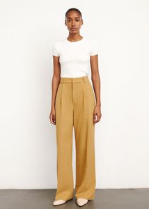 Beige Wide Leg Trousers