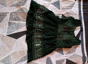 Green Embellished Peplum Top