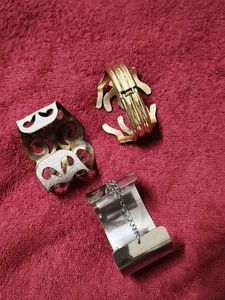 Elegant Trio: Unique Metal Bracelets Set