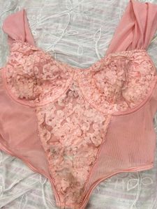 Pink Floral Lace Corset