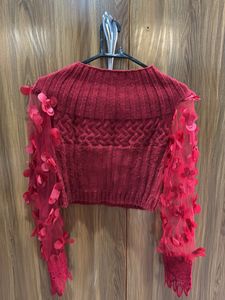 Floral Sleeve Knit Top