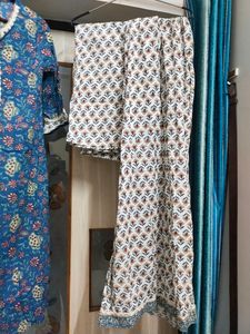 Pure Cotton Hand Block Printed Blue Suit Set