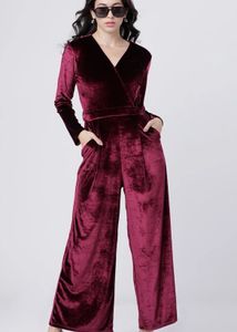 Tokyo Talkies Burgundy Velvet Jumpsuit XL