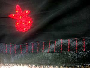 Elegant Black Embroidered Saree