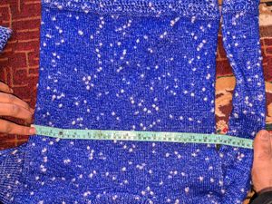 Hand-Knitted Blue Wool Long Sweater – Warm &amp; Cozy
