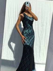 Lace One-Shoulder Maxi Dress