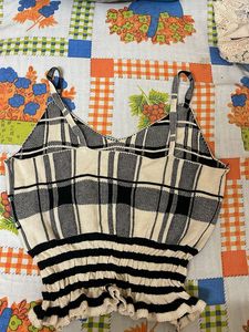 Plaid Crop Top with Buttons