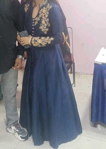 Full Length Navy Blue Front Open Gown