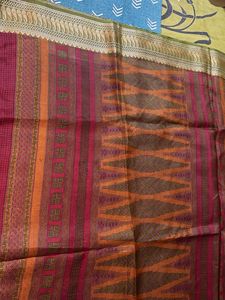 Maroon Saree with Green Border