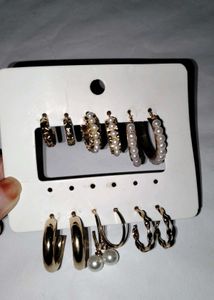 Vintage Silver Tone Choker And 6 Earings
