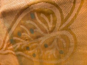 Wine Colored Feather N Leaf Motifs Pure Silk Sare