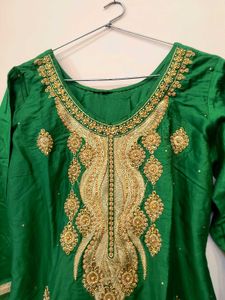 Elegant Green And Golden Suit