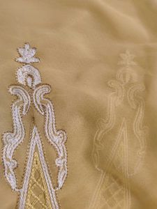 Elegant Yellow Embroidered Fabric