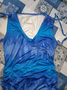 Blue Tie-Dye Bodycon Mini Dress