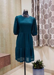 Teal Tiered Dress, With Inner Slip