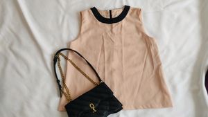 Chic Blush Tank with Black Trim
