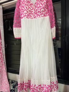 3 Piece Designer Raw Silk Anarkali With Dupatta.
