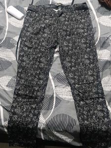 Printed Black & Gray Pants