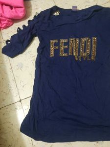 Fendi Style Navy Blue Top